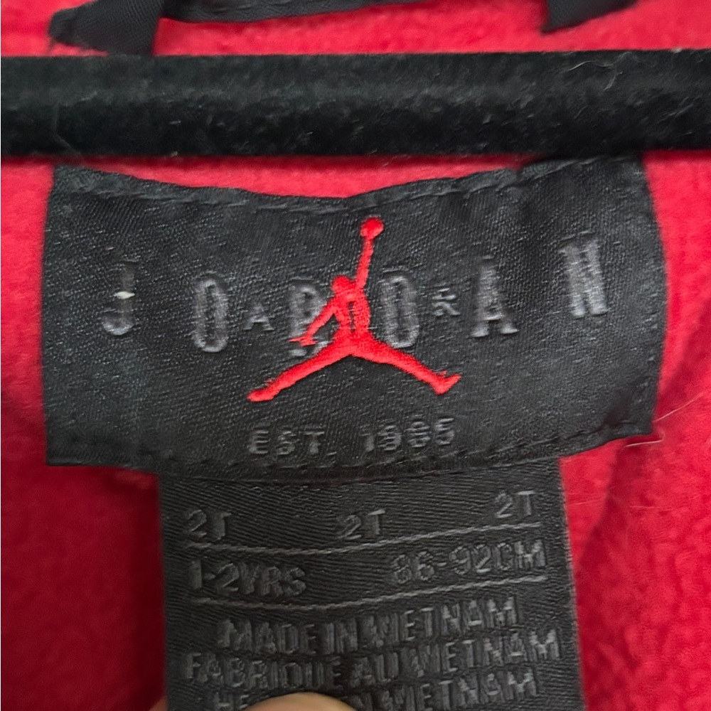 Jordan Black Puffer Jacket with Red and White Stripes - Picture 5 of 6